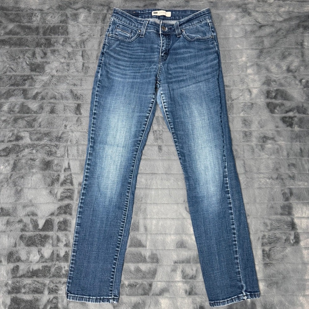 Levis Mid Rise Skinny Jeans Womens 4M Medium Wash Blue Stretch Denim Pants